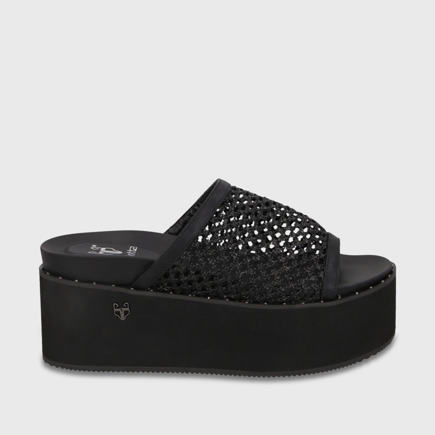 Sandalia Plataforma Negra Mujer 1566H