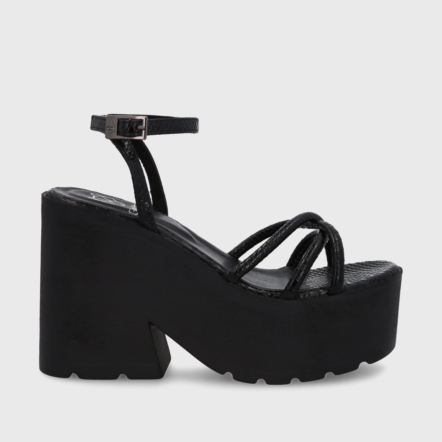Sandalia Plataforma Negra Mujer 15694