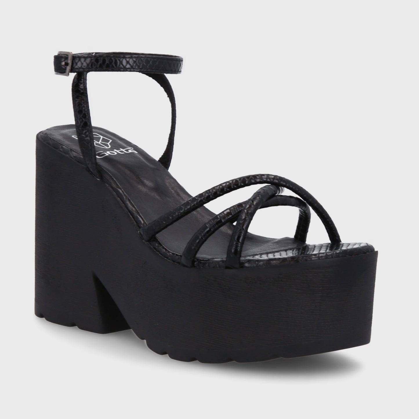 Sandalia Plataforma Negra Mujer 15694