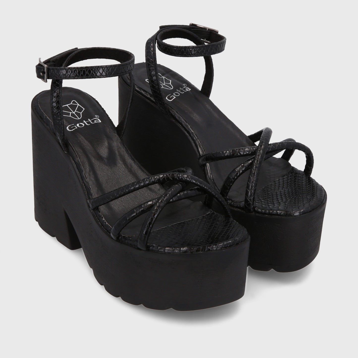 Sandalia Plataforma Negra Mujer 15694