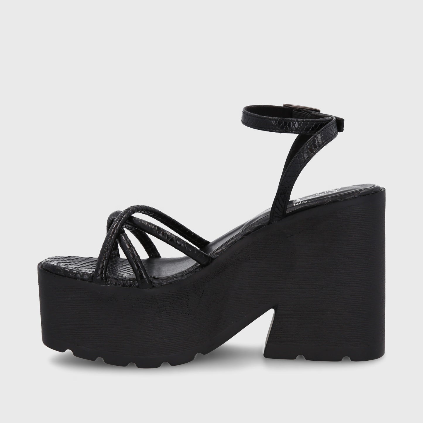 Sandalia Plataforma Negra Mujer 15694