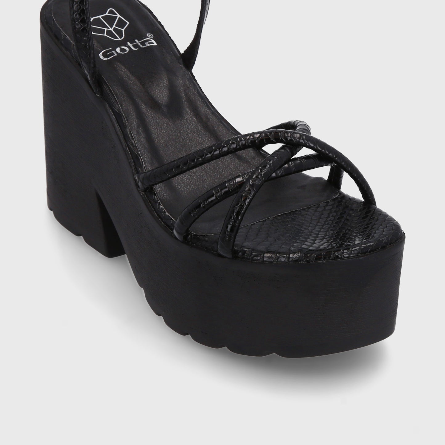 Sandalia Plataforma Negra Mujer 15694