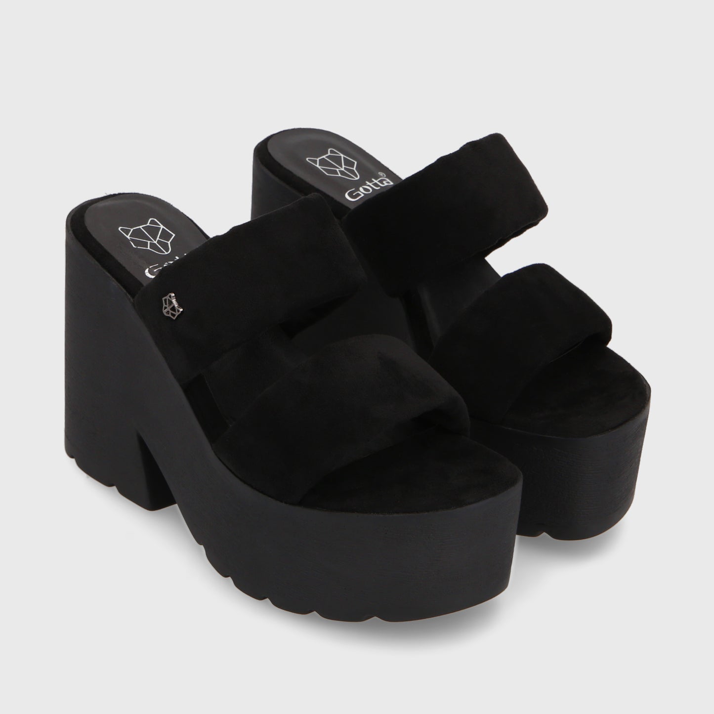 Sandalia Plataforma Negra Mujer 15695