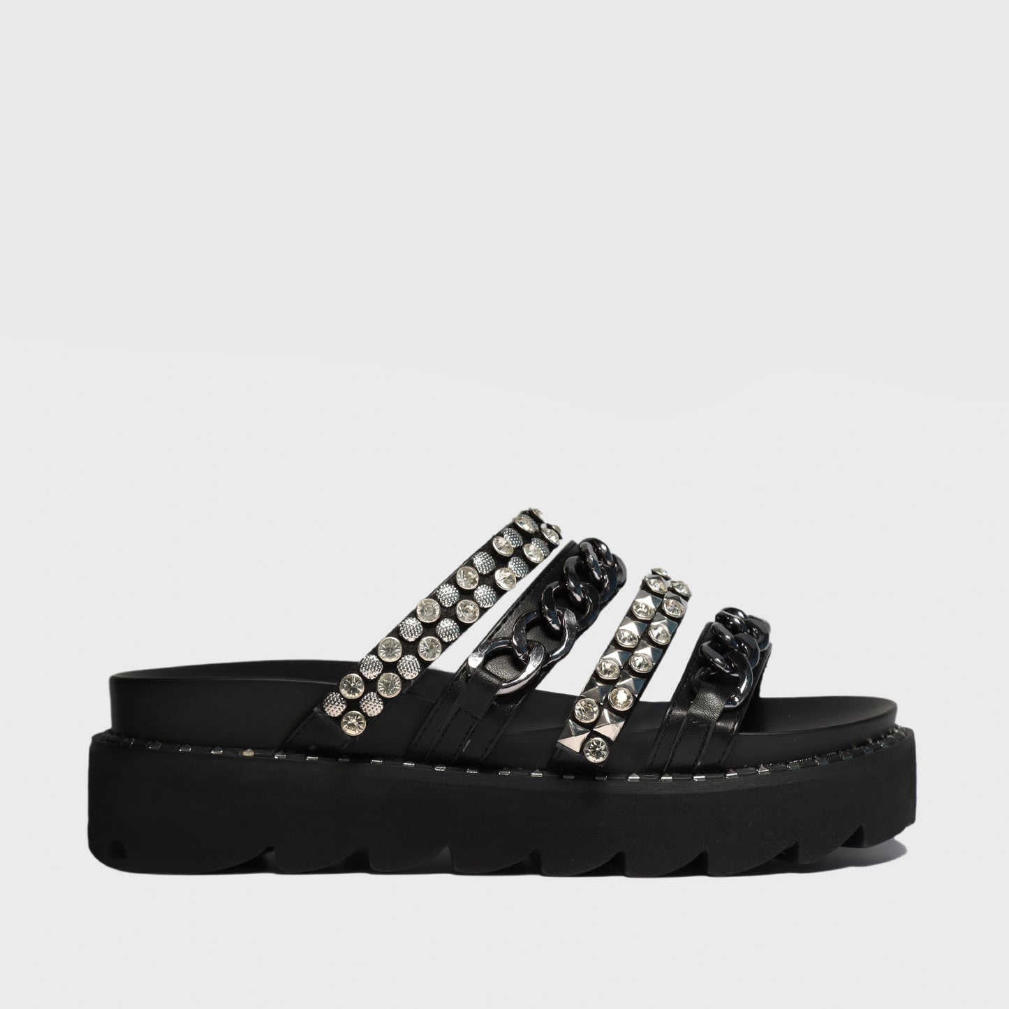 Sandalia Plataforma Negra Mujer 15736