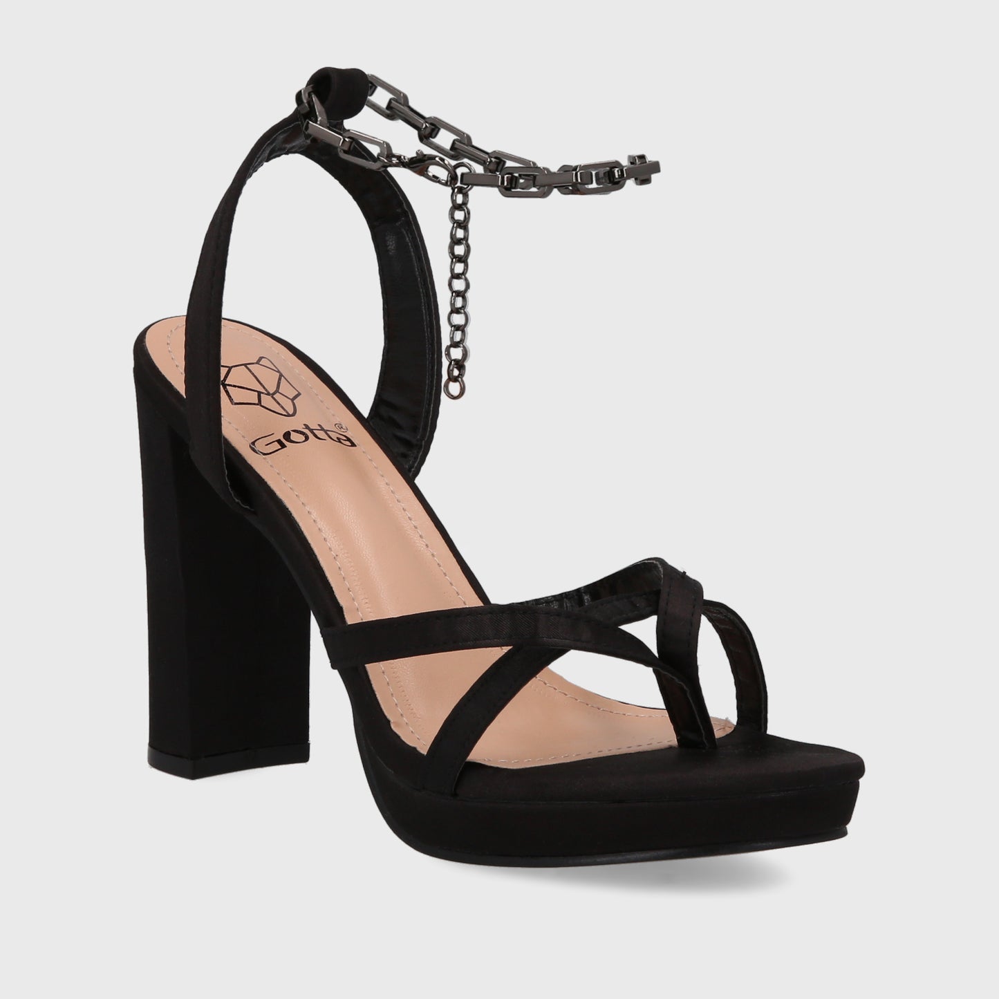 Sandalia Taco Negra Mujer 15836