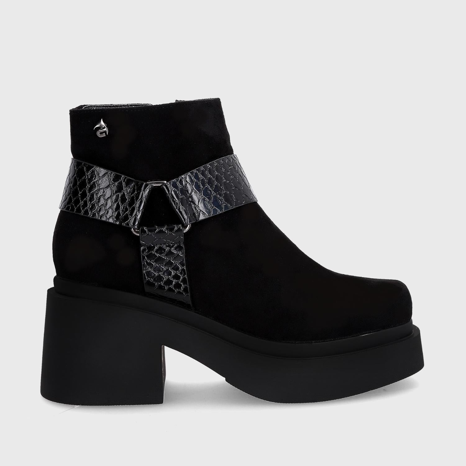 Botines Negros Botines Taco Cuadrado Para Mujer
