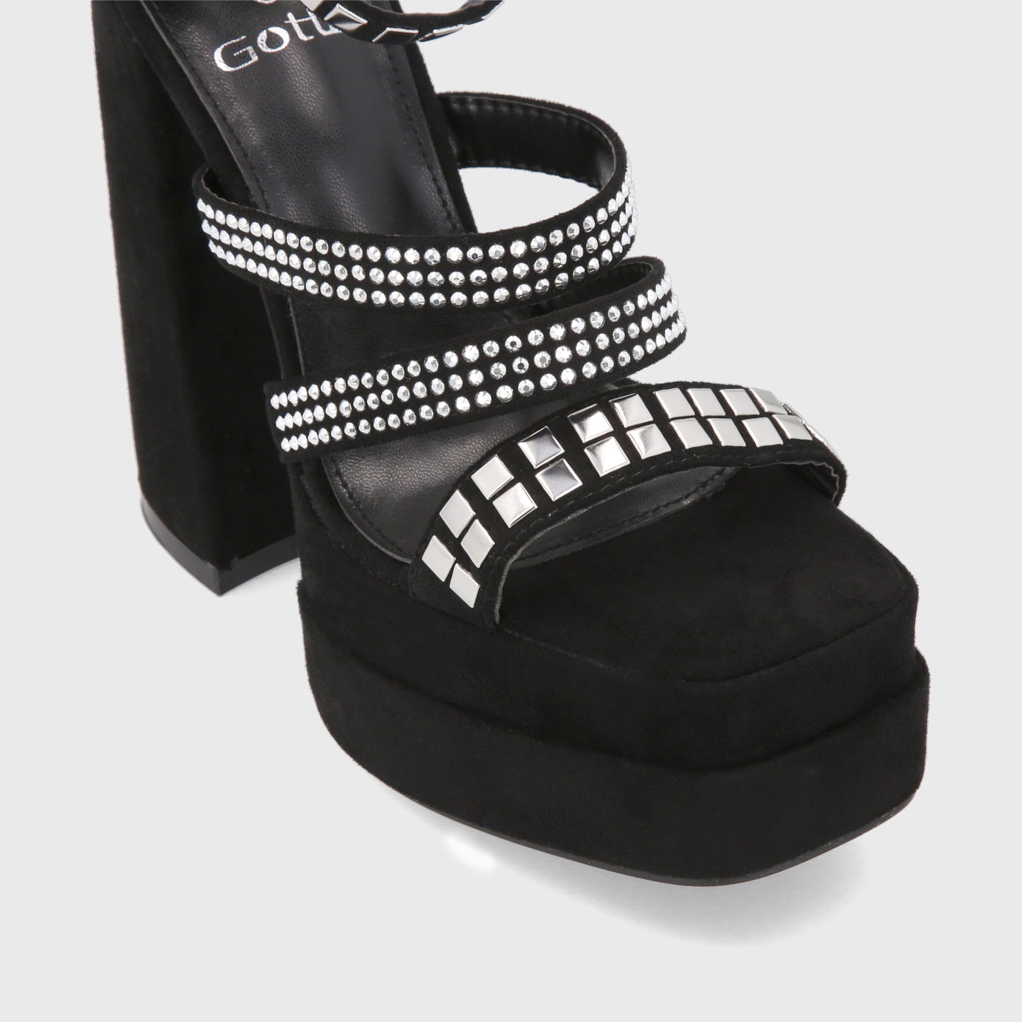 Sandalia Plataforma Negra Mujer 25912