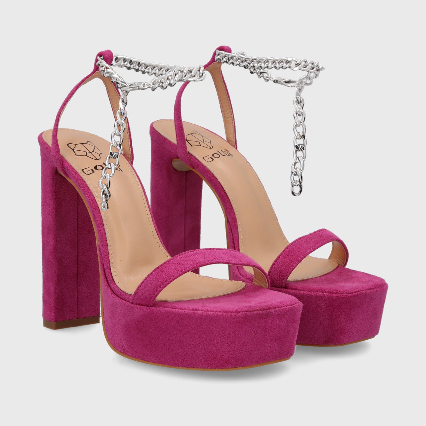 Sandalia Taco Fucsia Mujer 35101