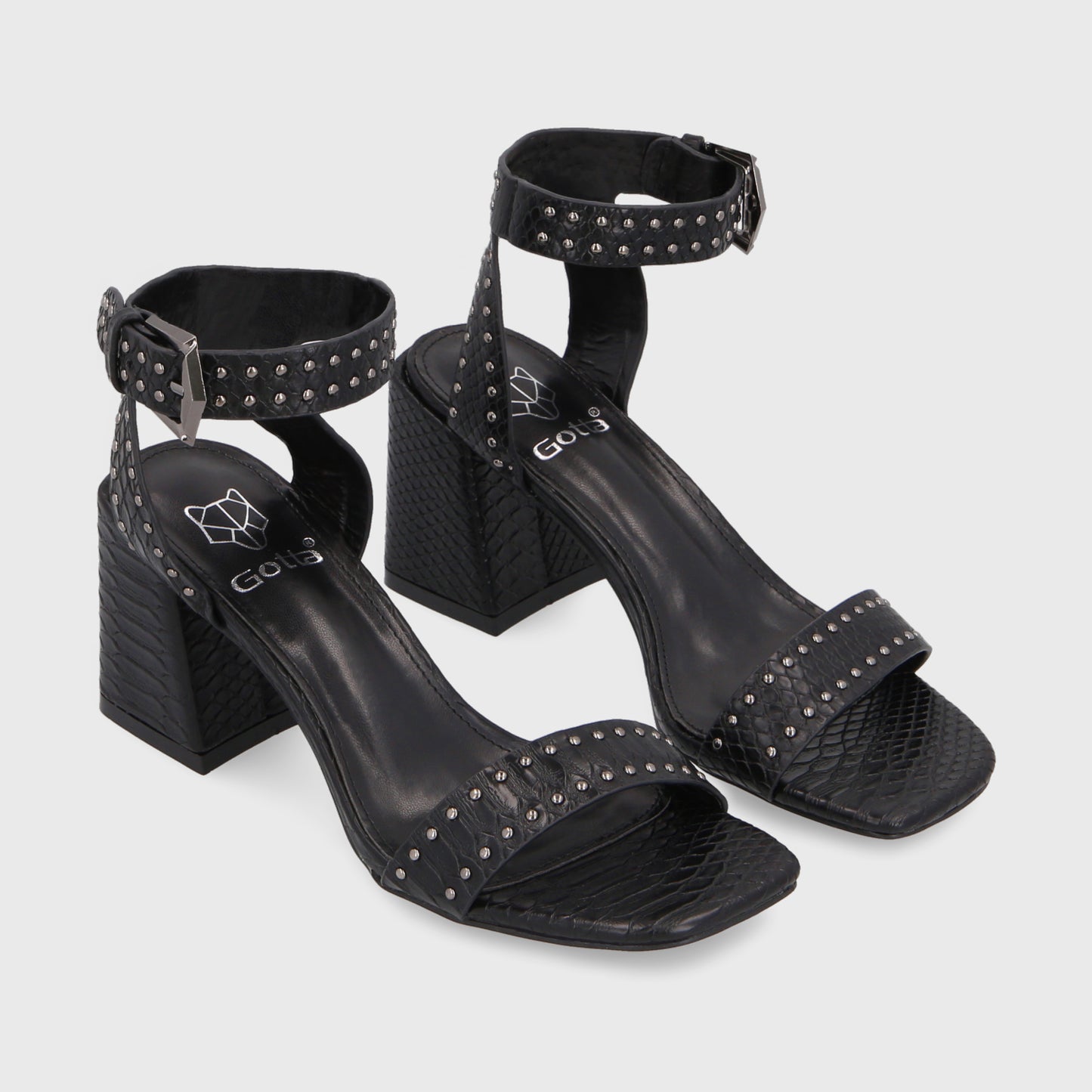 Sandalia Taco Negra Mujer 35131