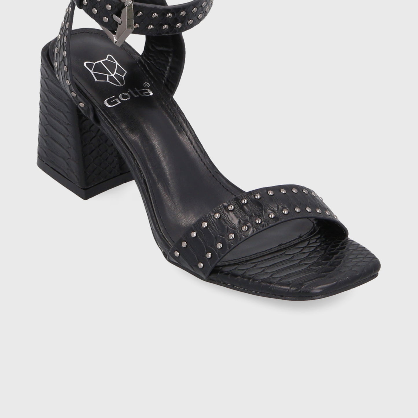 Sandalia Taco Negra Mujer 35131