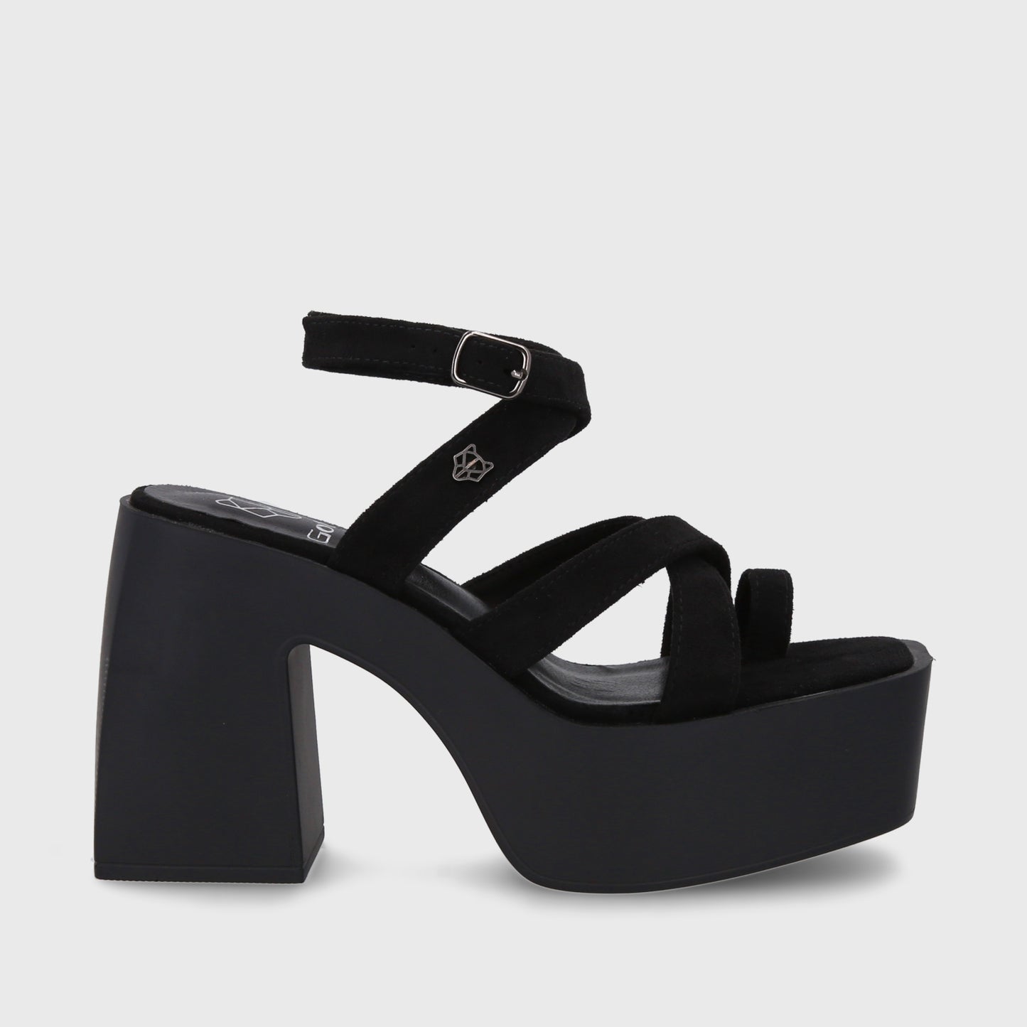Sandalia Plataforma Negra Mujer 35151
