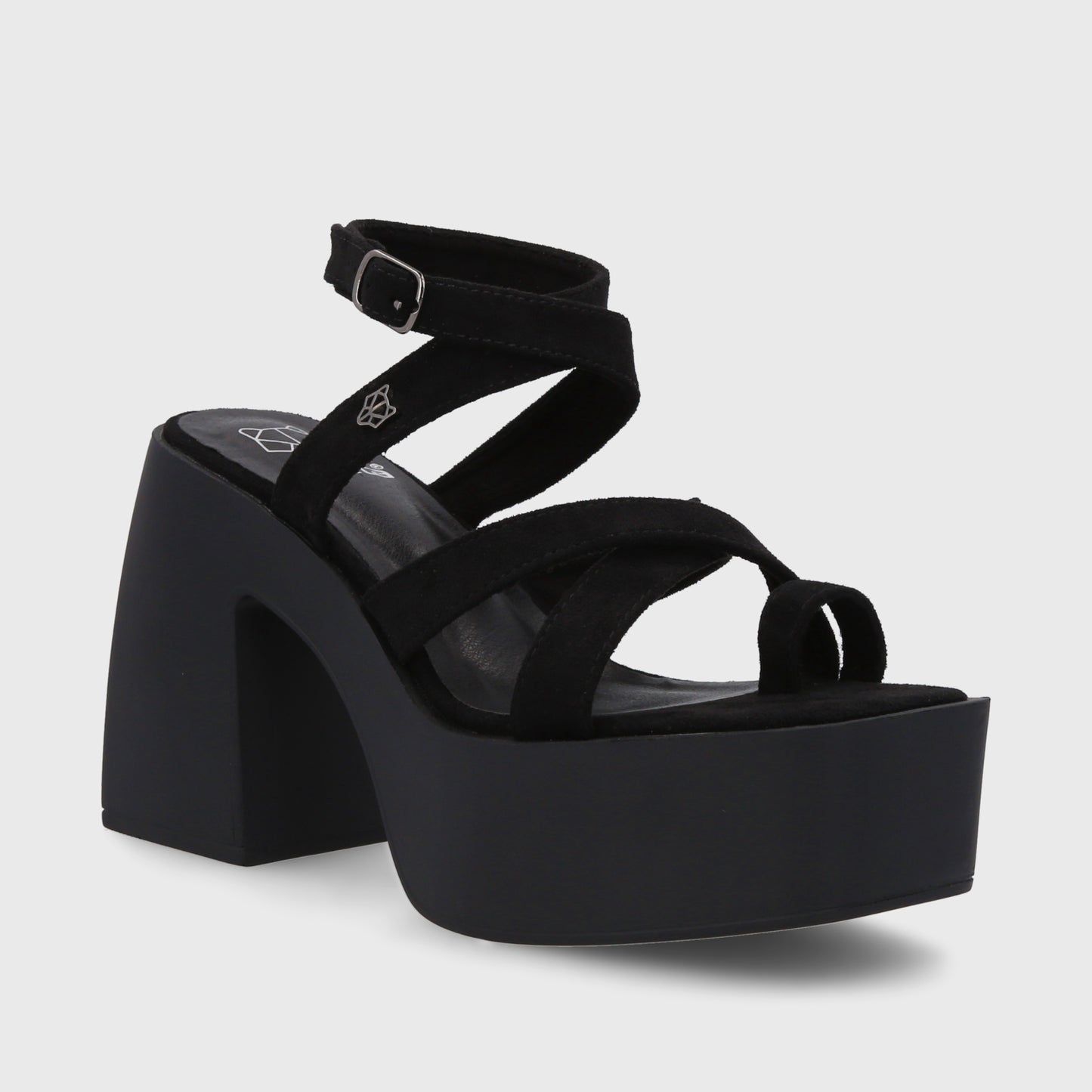 Sandalia Plataforma Negra Mujer 35151