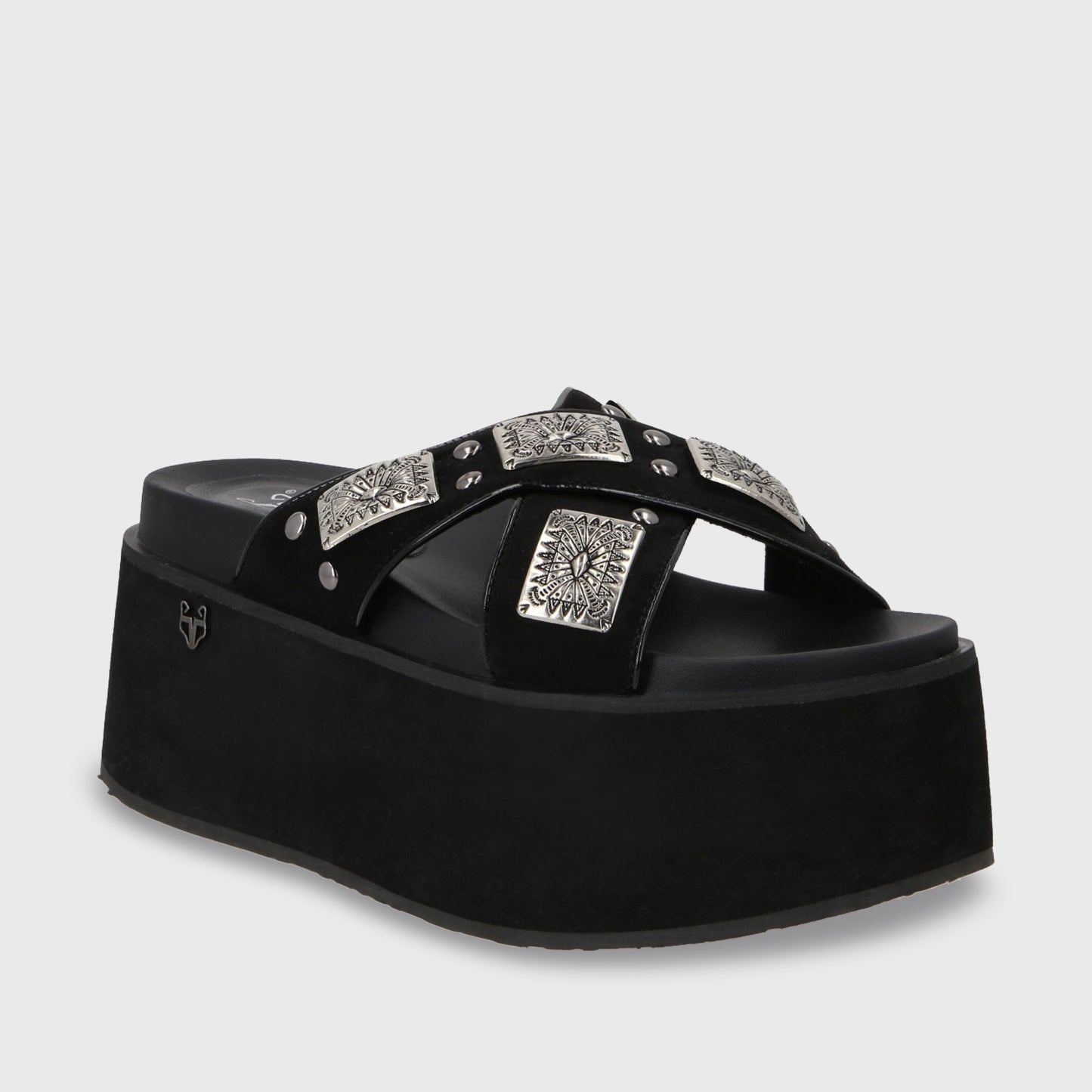 Sandalia Plataforma Negro Mujer 35187