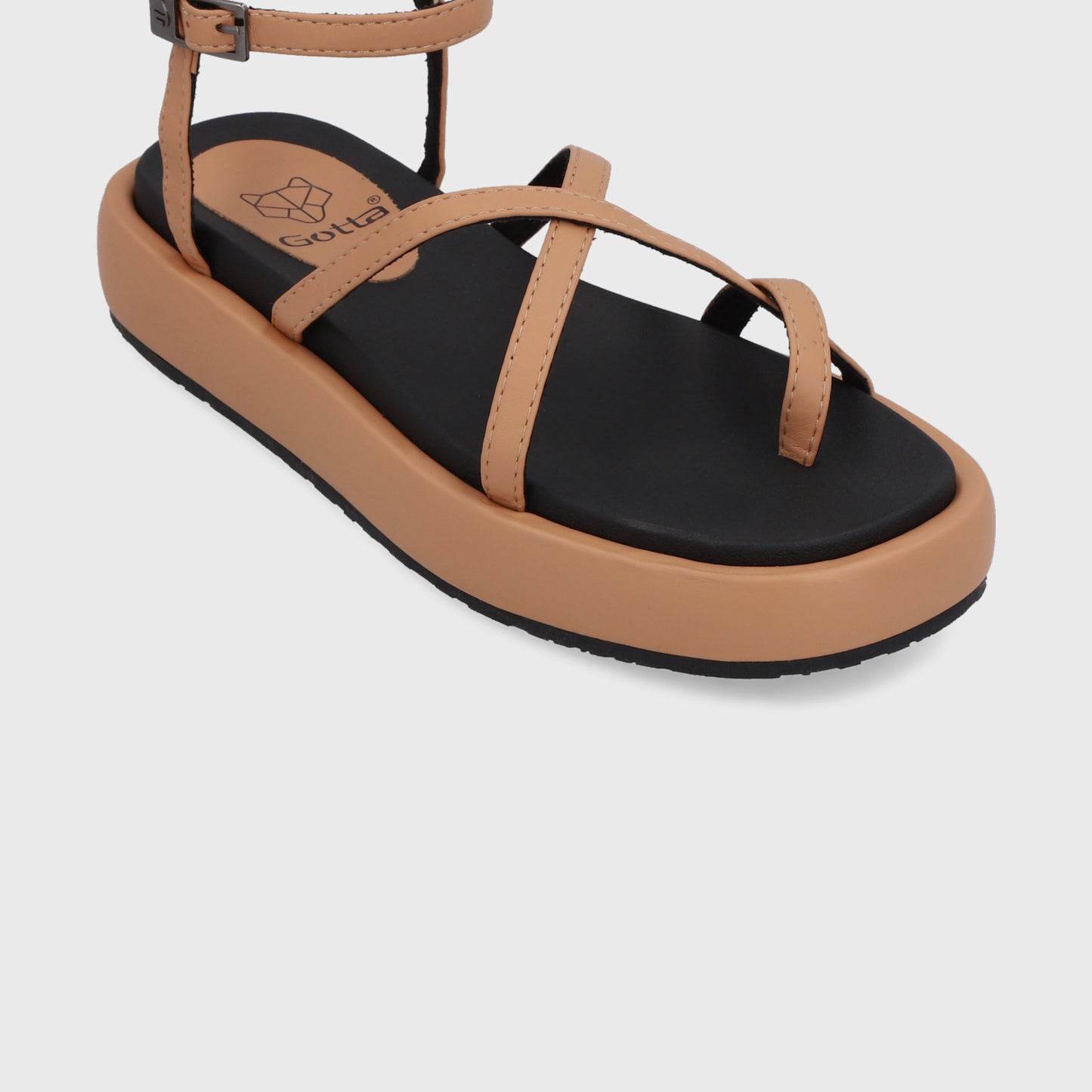 Sandalia Plana Camel Mujer 35210