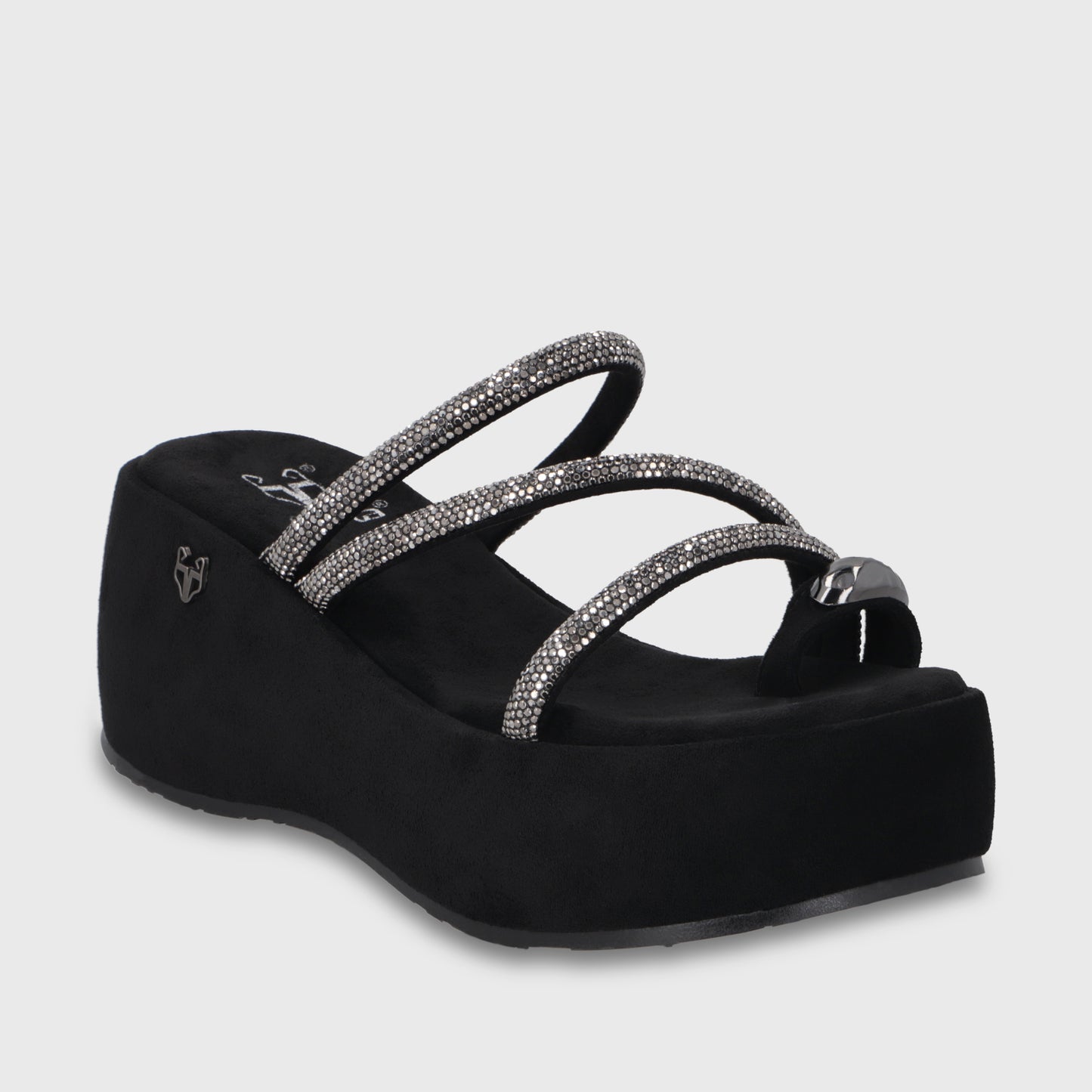 Sandalia Plataforma Negra Mujer 45826