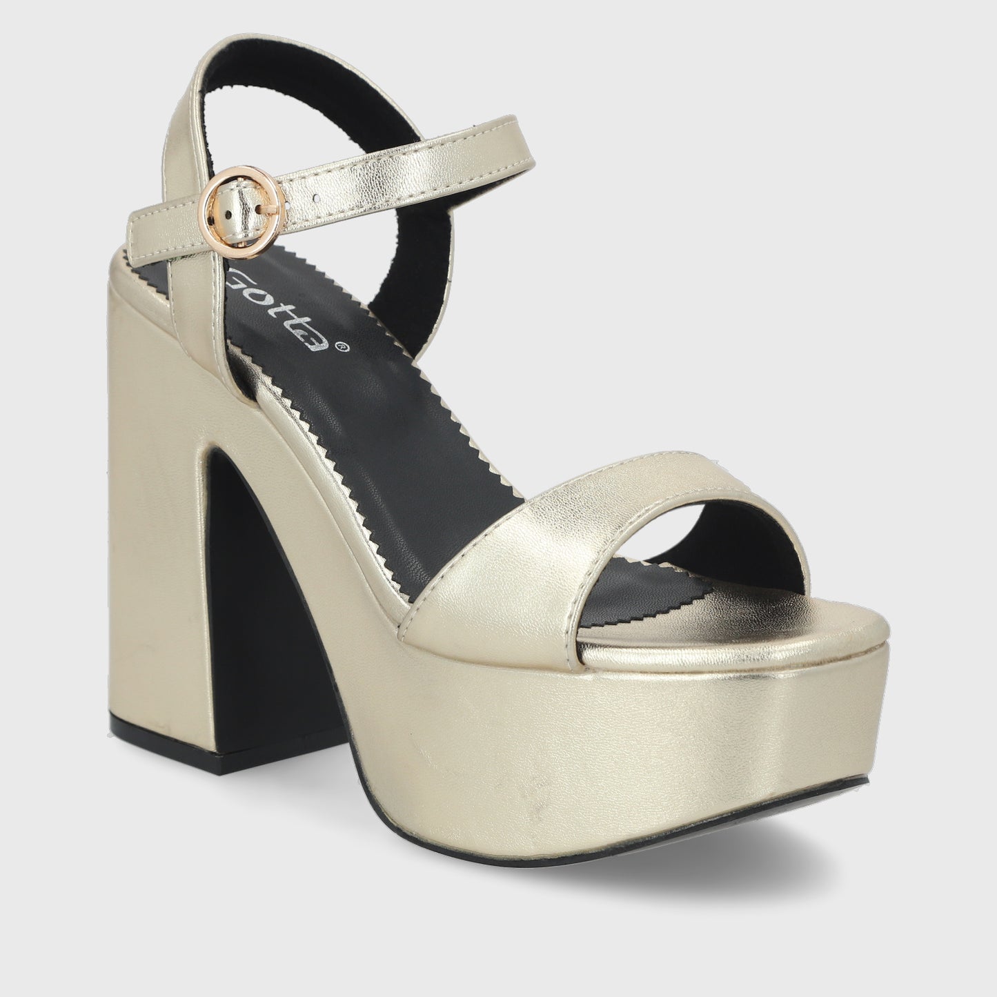 Sandalia Taco Dorada Mujer 45910