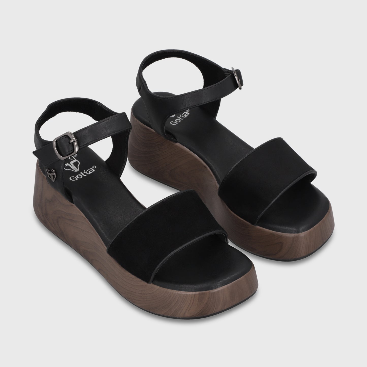 Sandalia Plataforma Negra Mujer 65820