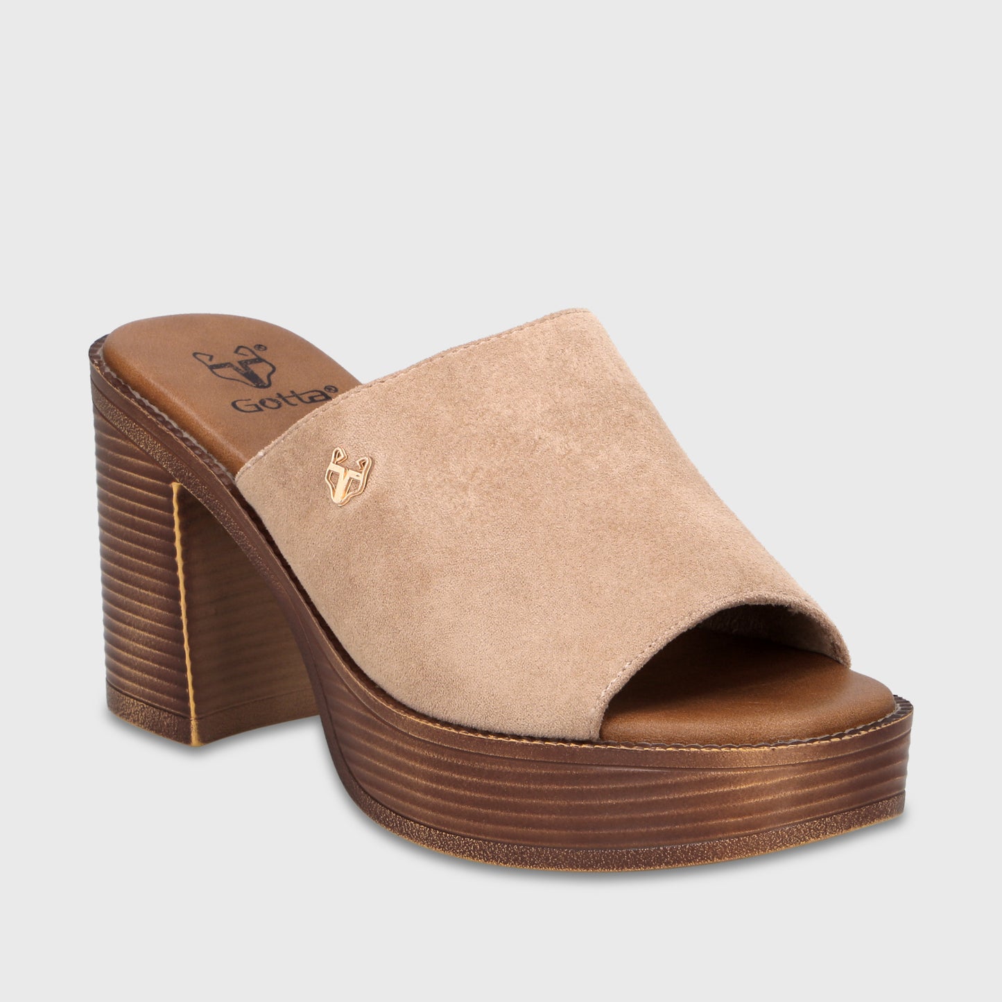 Sandalia Taco Beige Mujer 65920