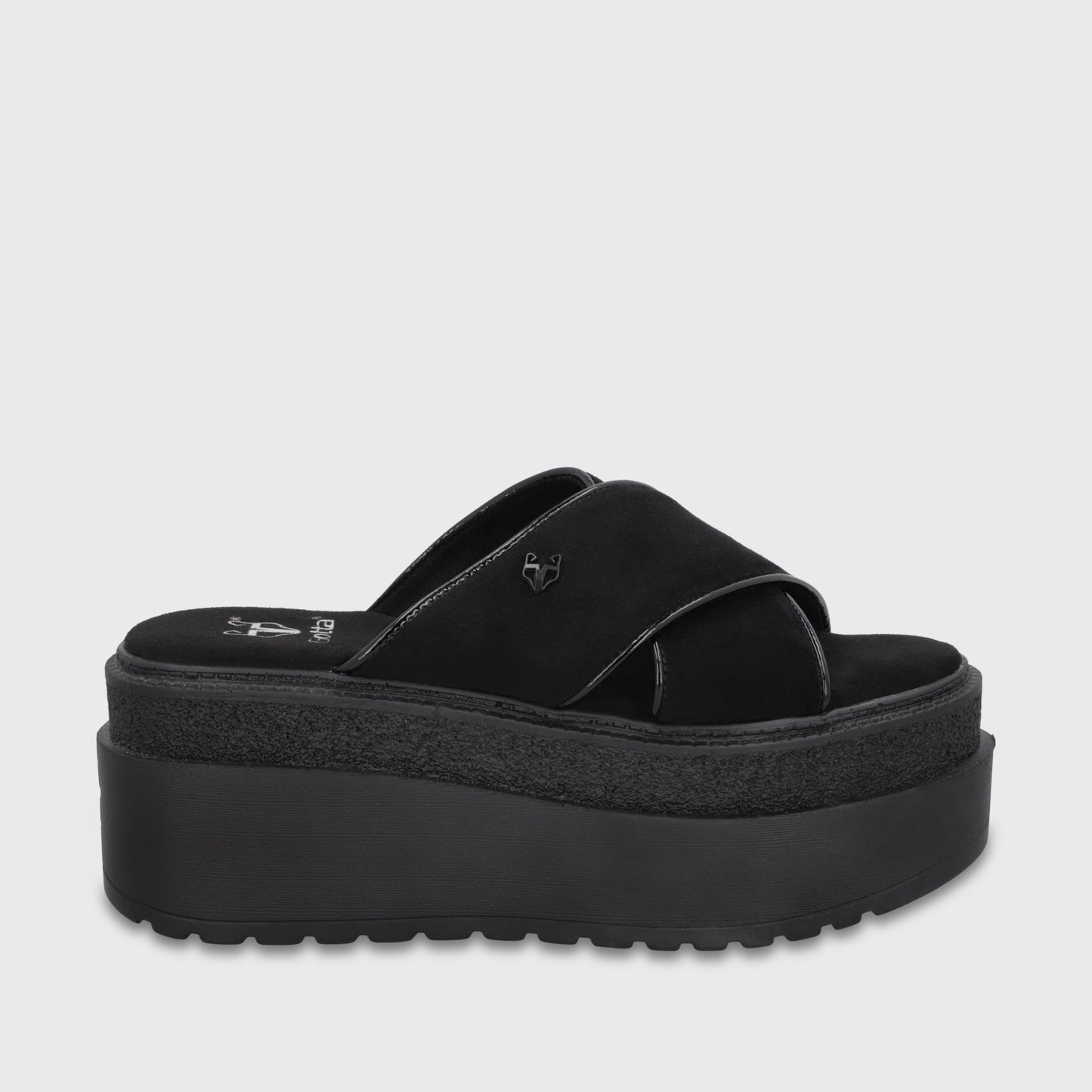 Sandalia Plataforma Negra Mujer 65930
