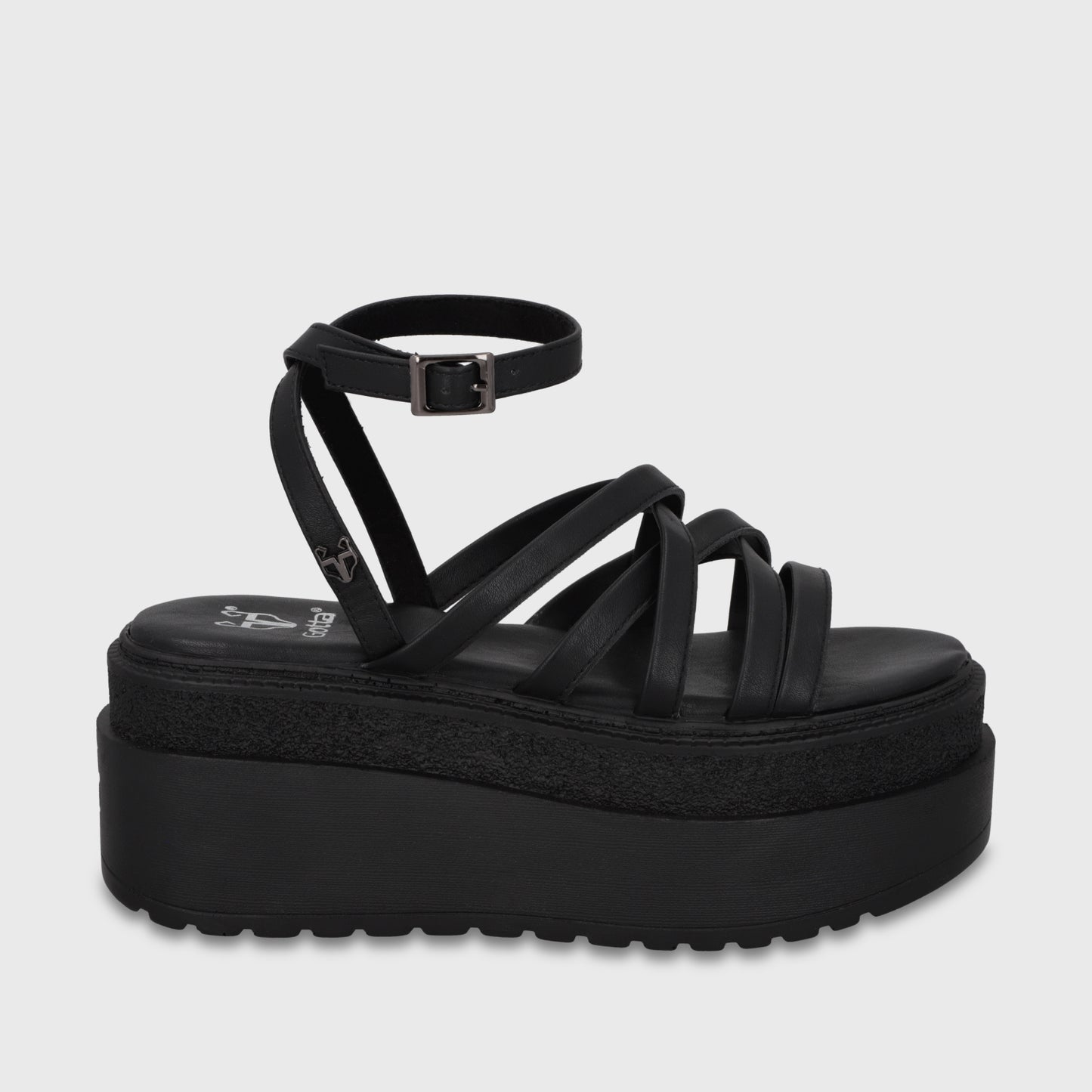 Sandalia Plataforma Negro Mujer 65931
