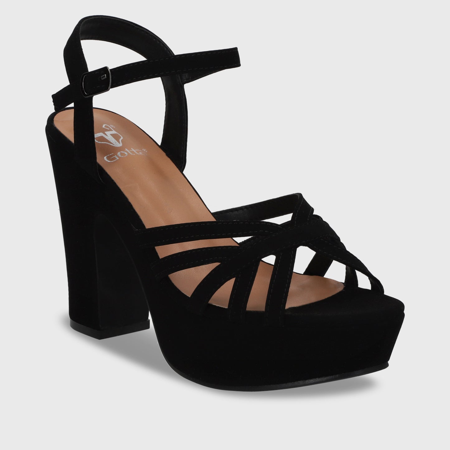 Sandalia Negra Taco Mujer 86131