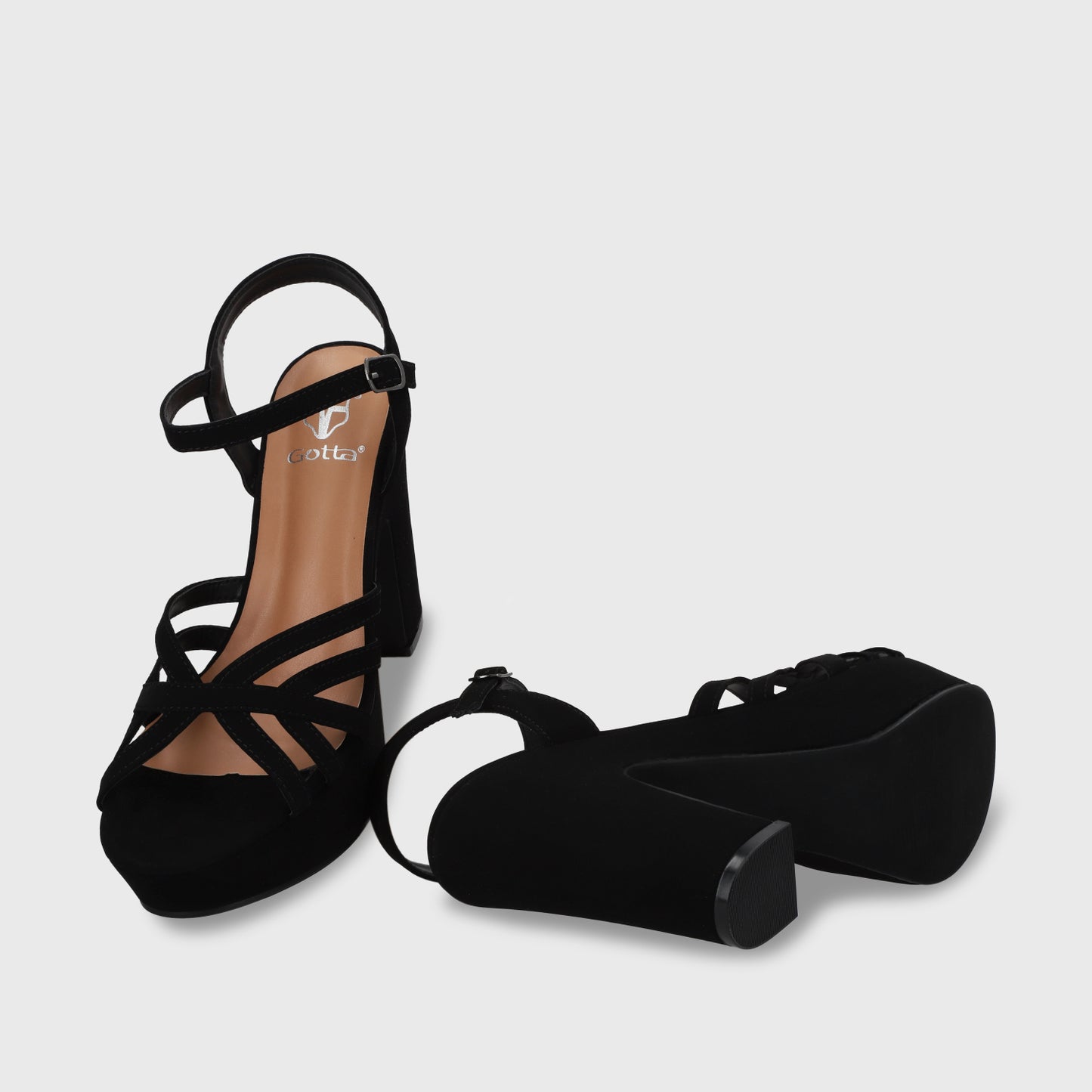Sandalia Negra Taco Mujer 86131