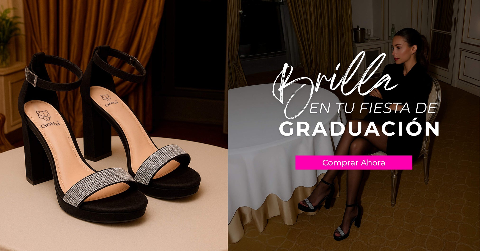Brilla en tu fiesta de graduación. Zapatos Gotta de fiesta. Zapatos brillantes y elegantes.