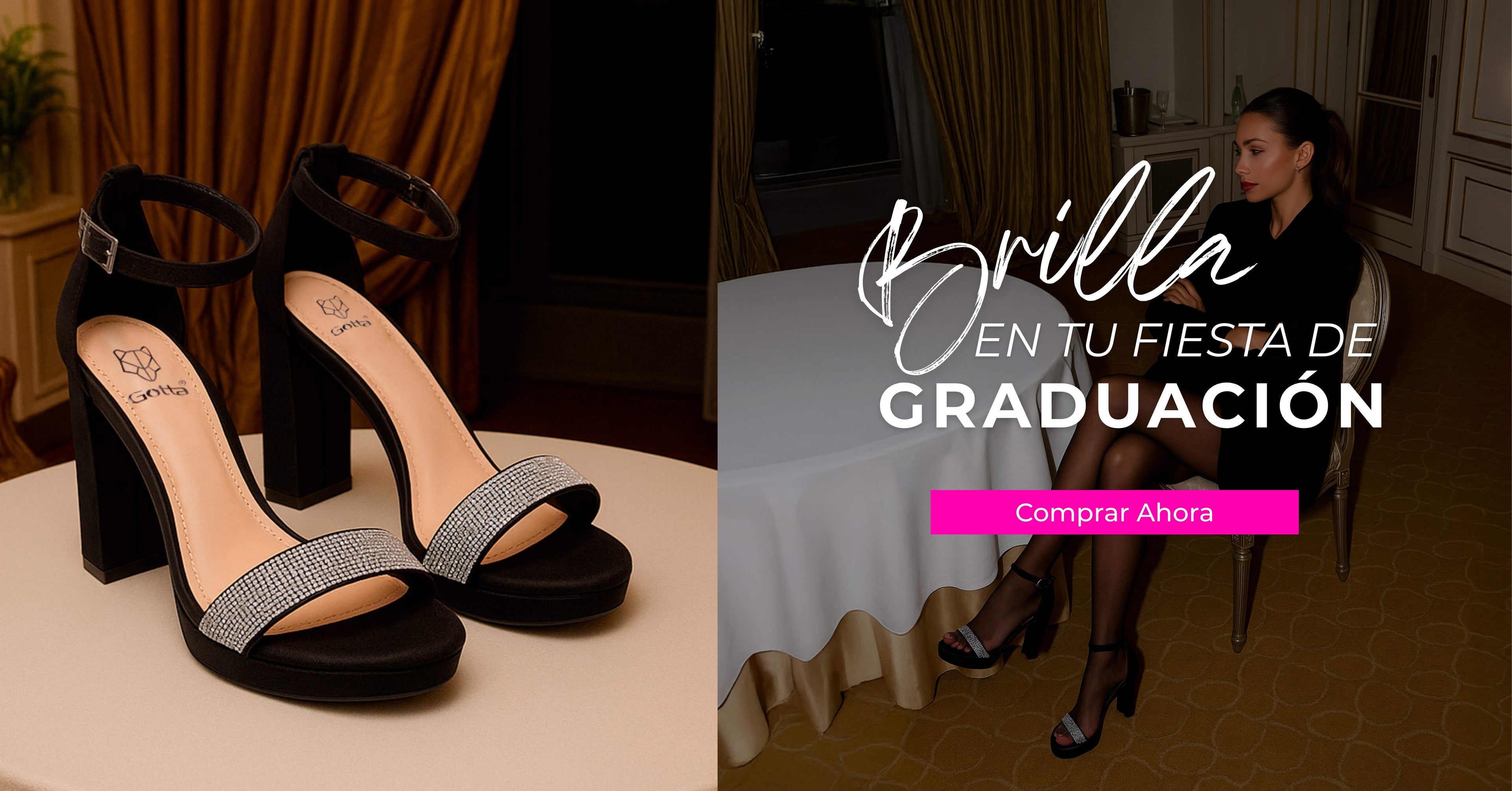 Brilla en tu fiesta de graduación. Zapatos Gotta de fiesta. Zapatos brillantes y elegantes.