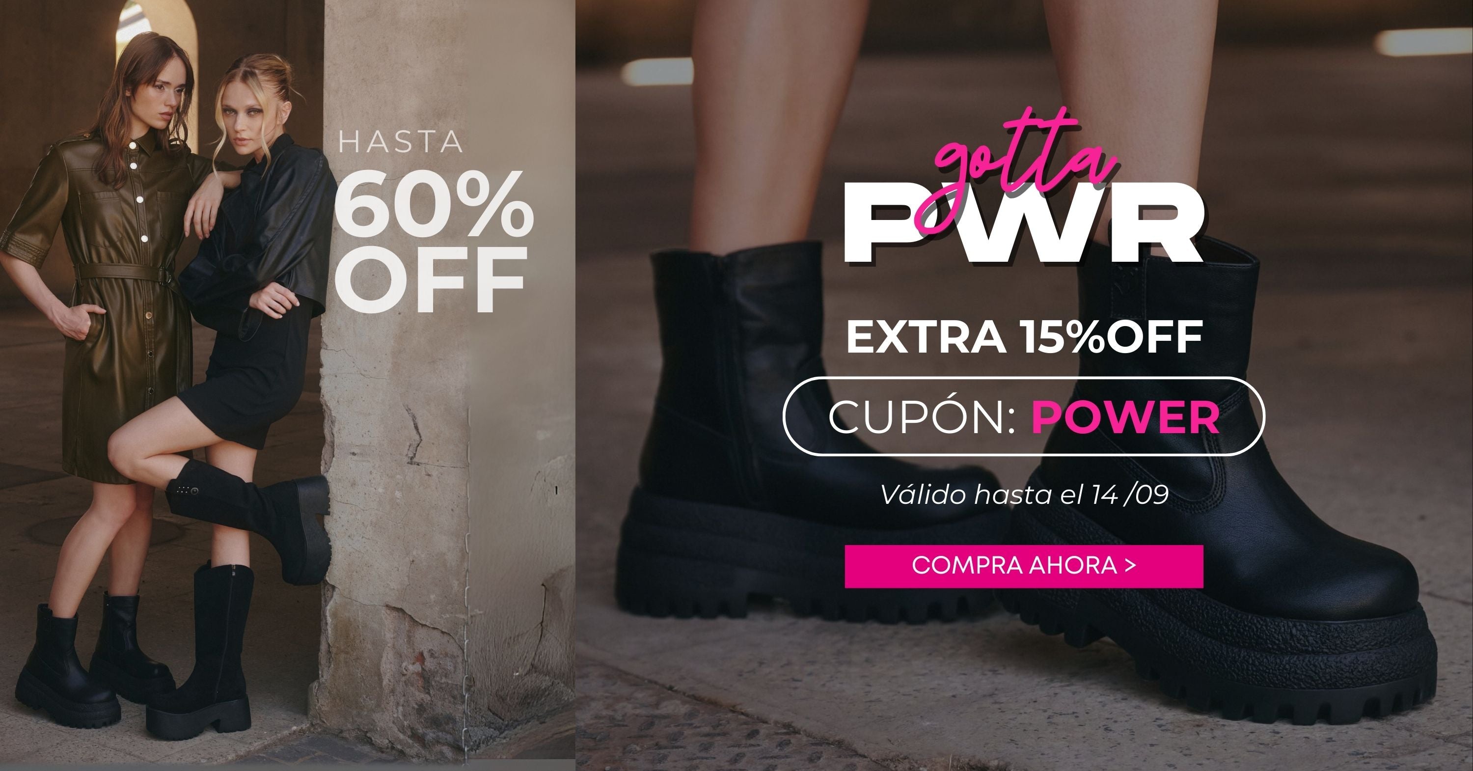 Oferta Gotta Perú Power sale hasta 60% OFF + 15% extra con cupón POWER en zapatos online. Promoción válida hasta el 14 de septiembre. Compra ahora antes de que se acabe la promoción.