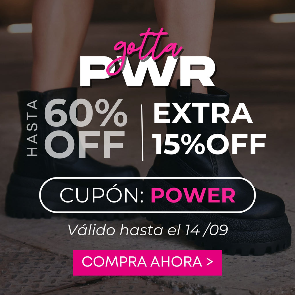 Oferta Gotta Perú Power sale hasta 60% OFF + 15% extra con cupón POWER en zapatos online. Promoción válida hasta el 14 de septiembre. Compra ahora antes de que se acabe la promoción.
