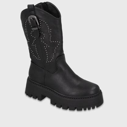 Bota Plataforma Negra Mujer 45807