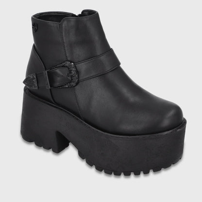 Botin Plataforma Negro Mujer 1517B01