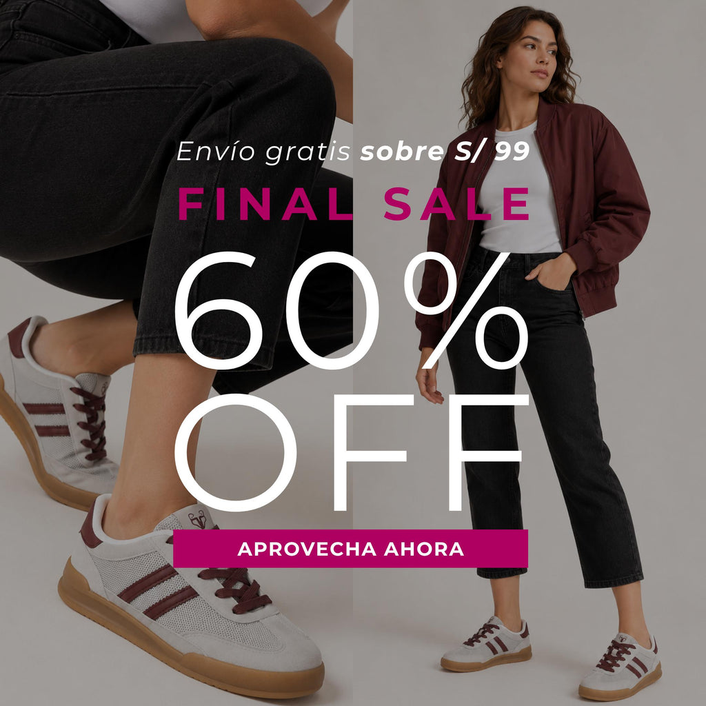 Banner Final Sale Gotta Perú con 60% OFF y envío gratis sobre S/ 99 en botas, botines, zapatillas, zapatos y sandalias.