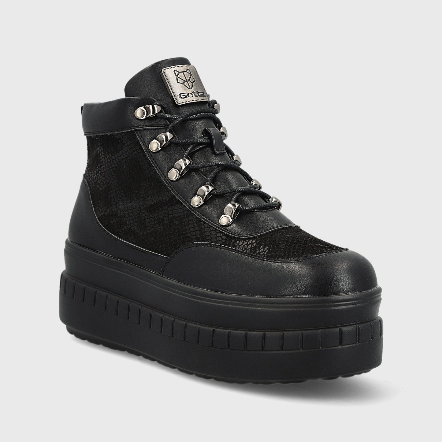 Zapatilla Plataforma Negra Mujer 13267