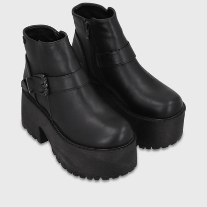Botin Plataforma Negro Mujer 1517B01