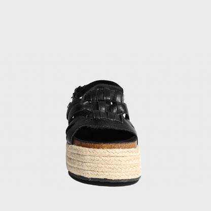 Sandalia Plataforma Negra Mujer 15250