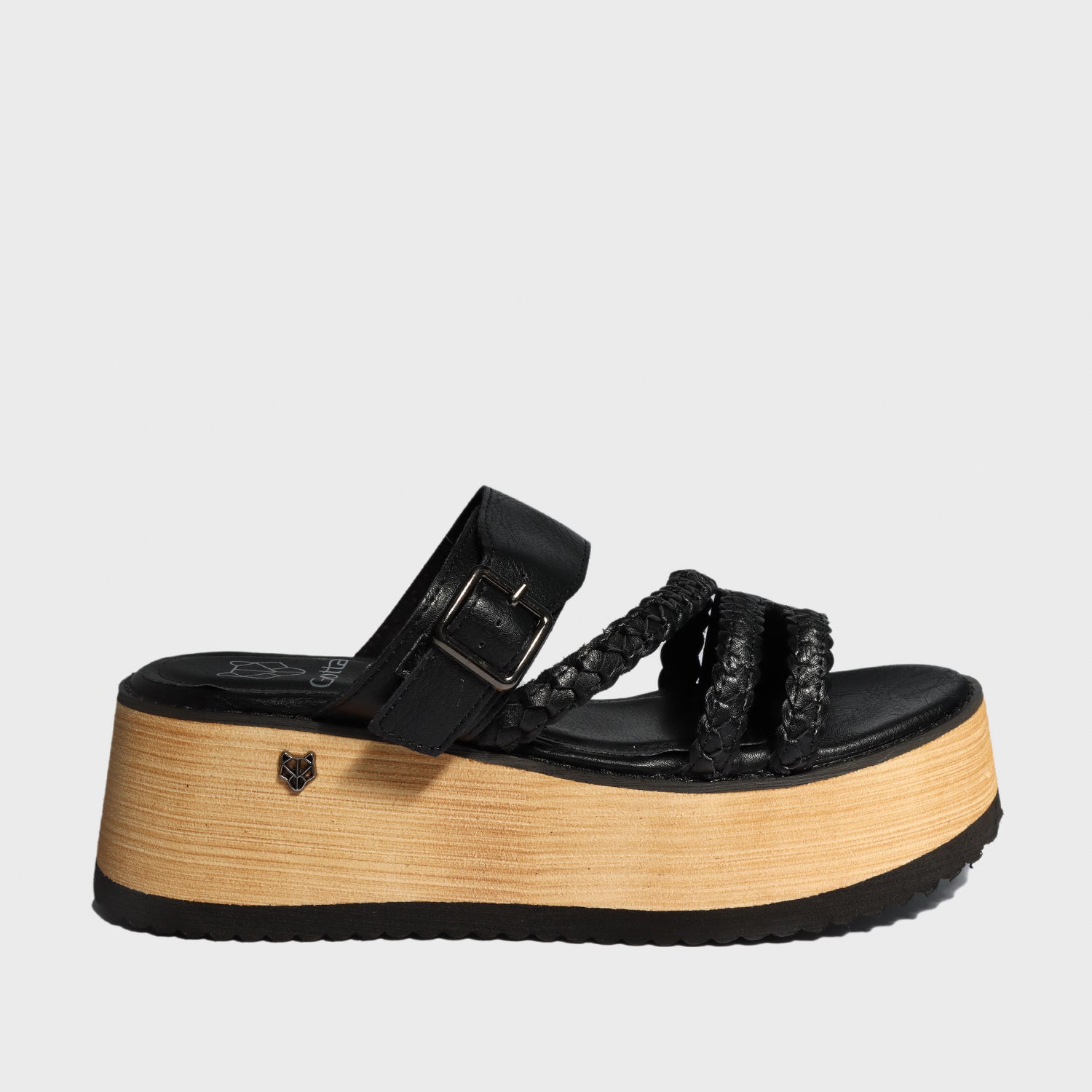 Sandalia Plataforma Negra Mujer 15281