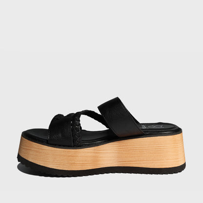 Sandalia Plataforma Negra Mujer 15281