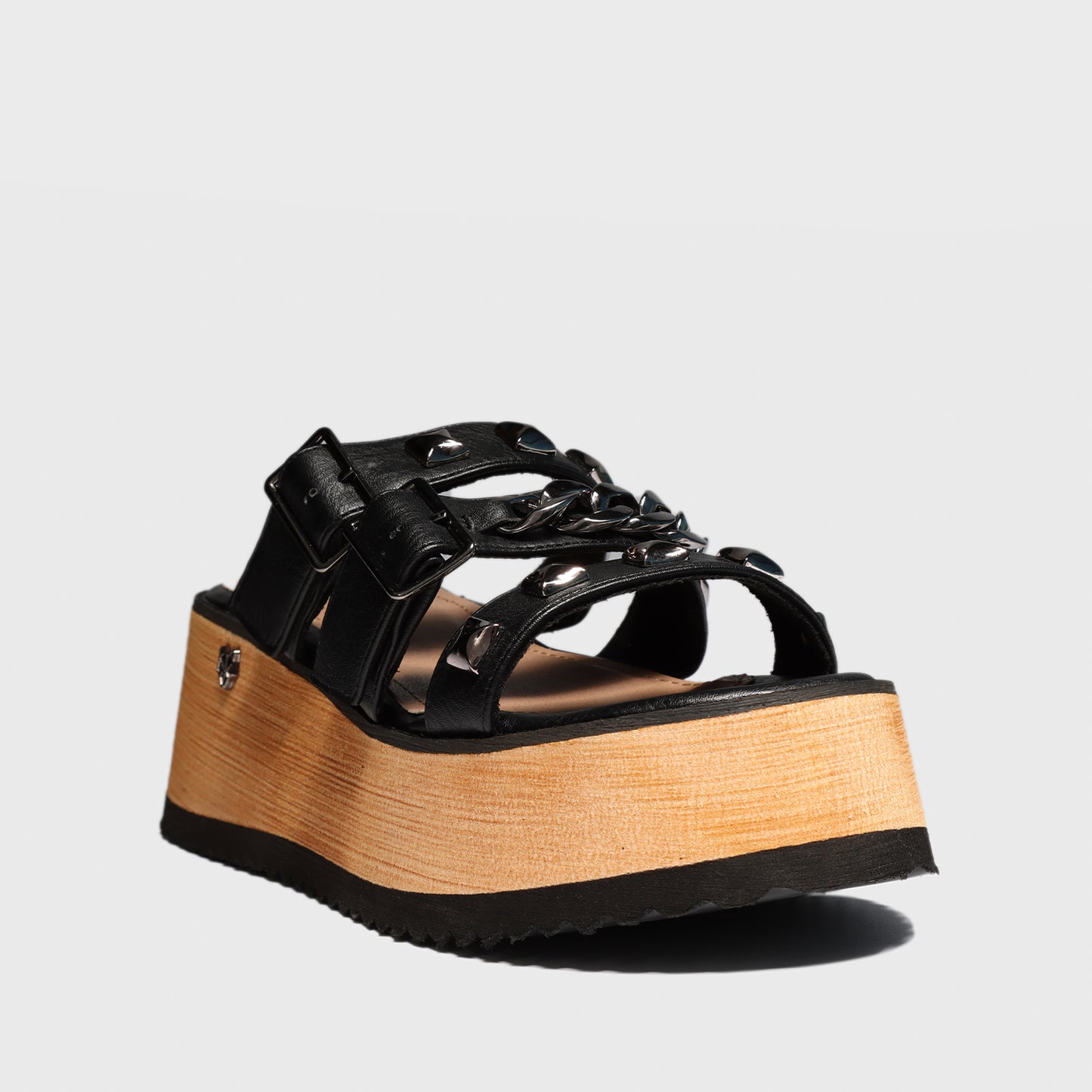 Sandalia Plataforma Negra Mujer 15282