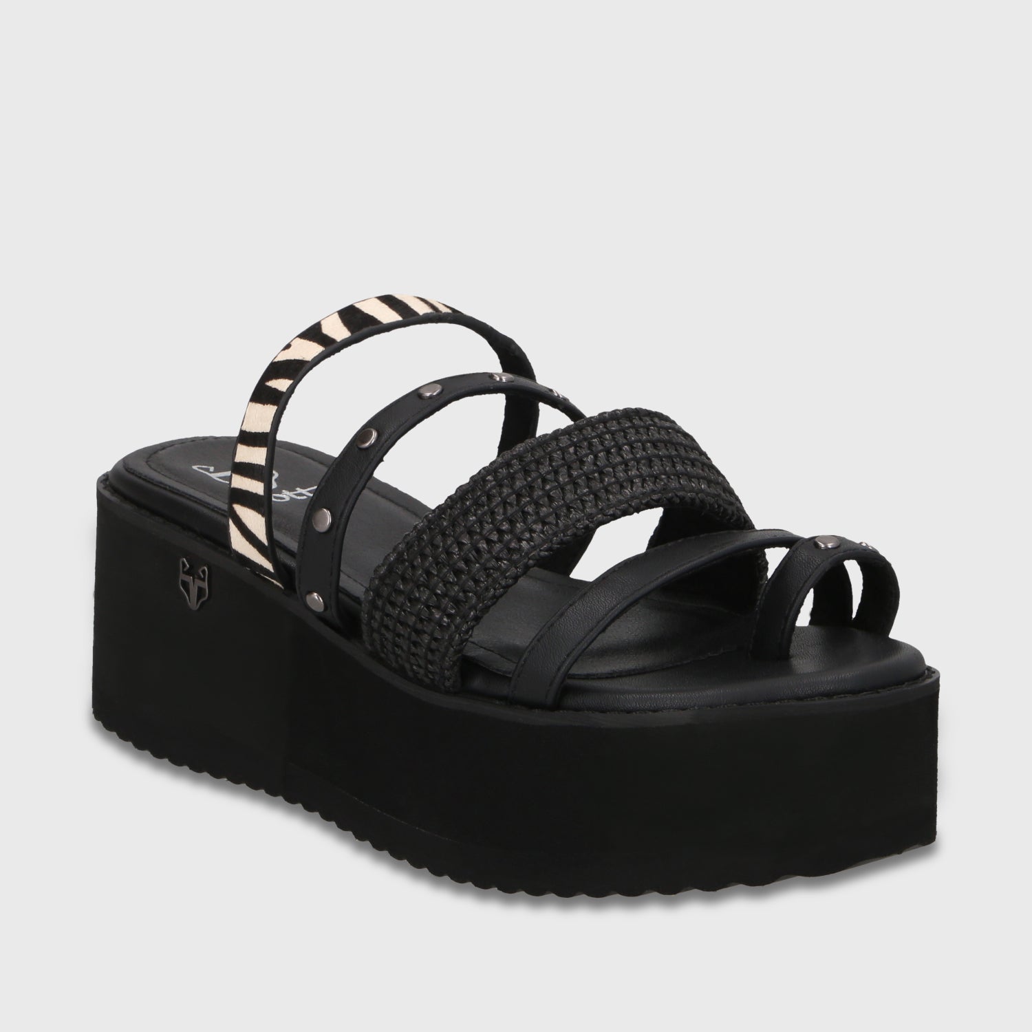 Sandalia Plataforma Negra Mujer 15617