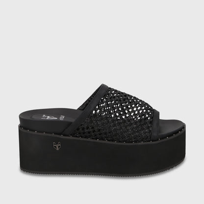 Sandalia Plataforma Negra Mujer 1566H