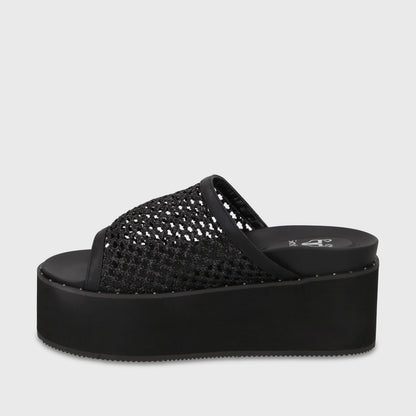 Sandalia Plataforma Negra Mujer 1566H