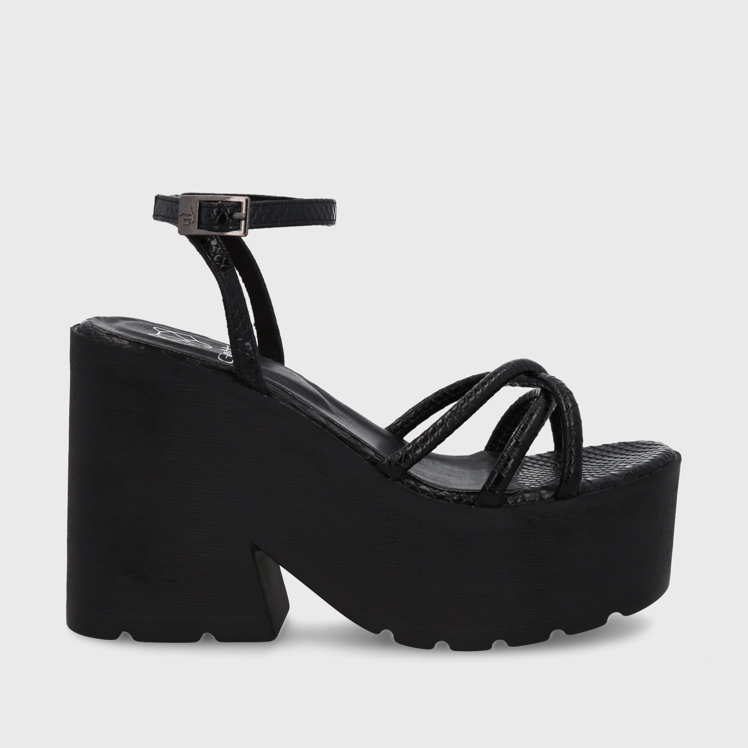 Sandalia Plataforma Negra Mujer 15694