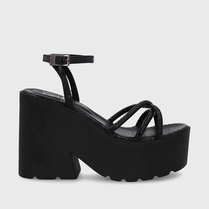 Sandalia Plataforma Negra Mujer 15694