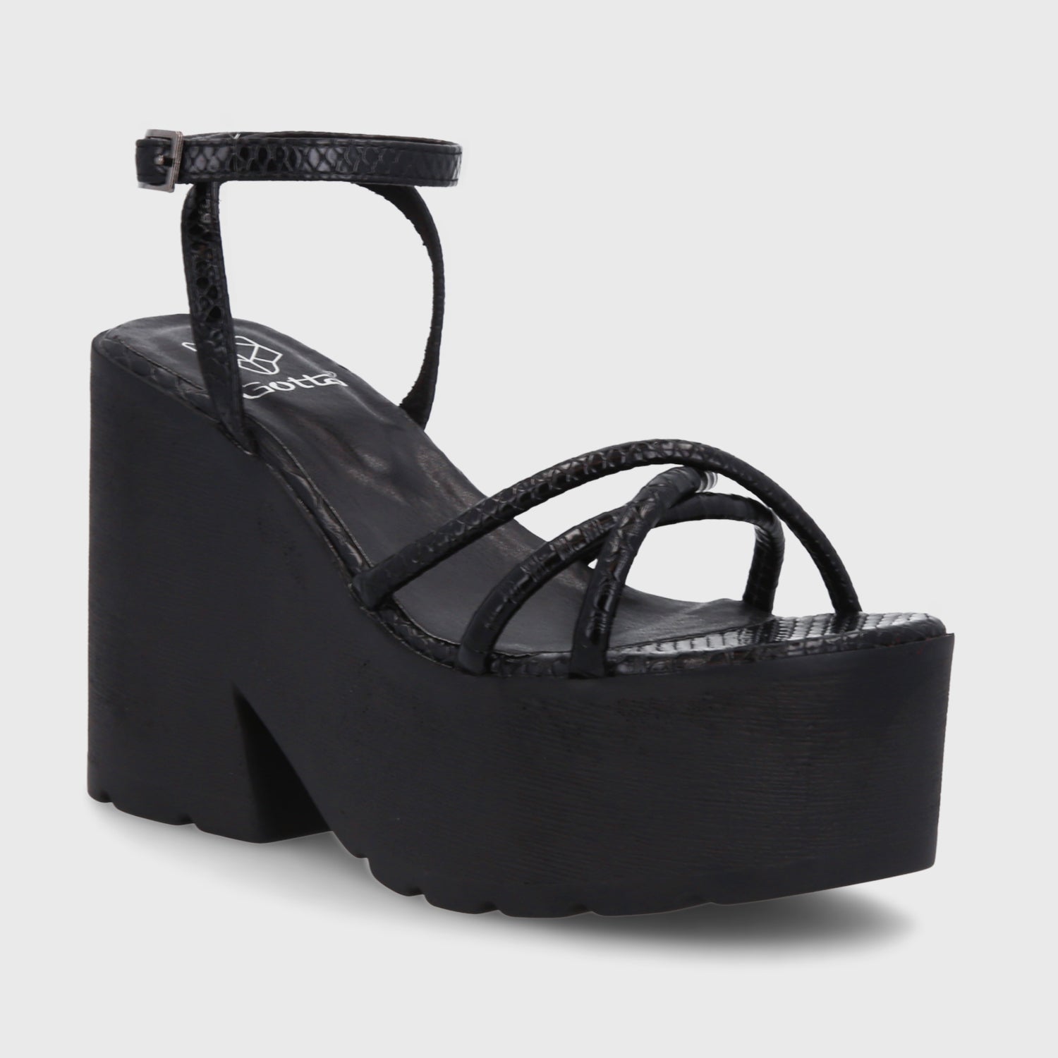 Sandalia Plataforma Negra Mujer 15694