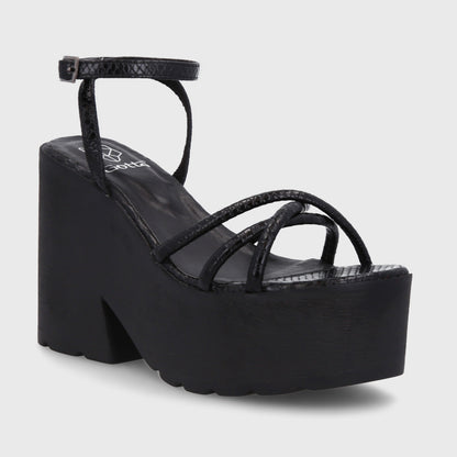 Sandalia Plataforma Negra Mujer 15694