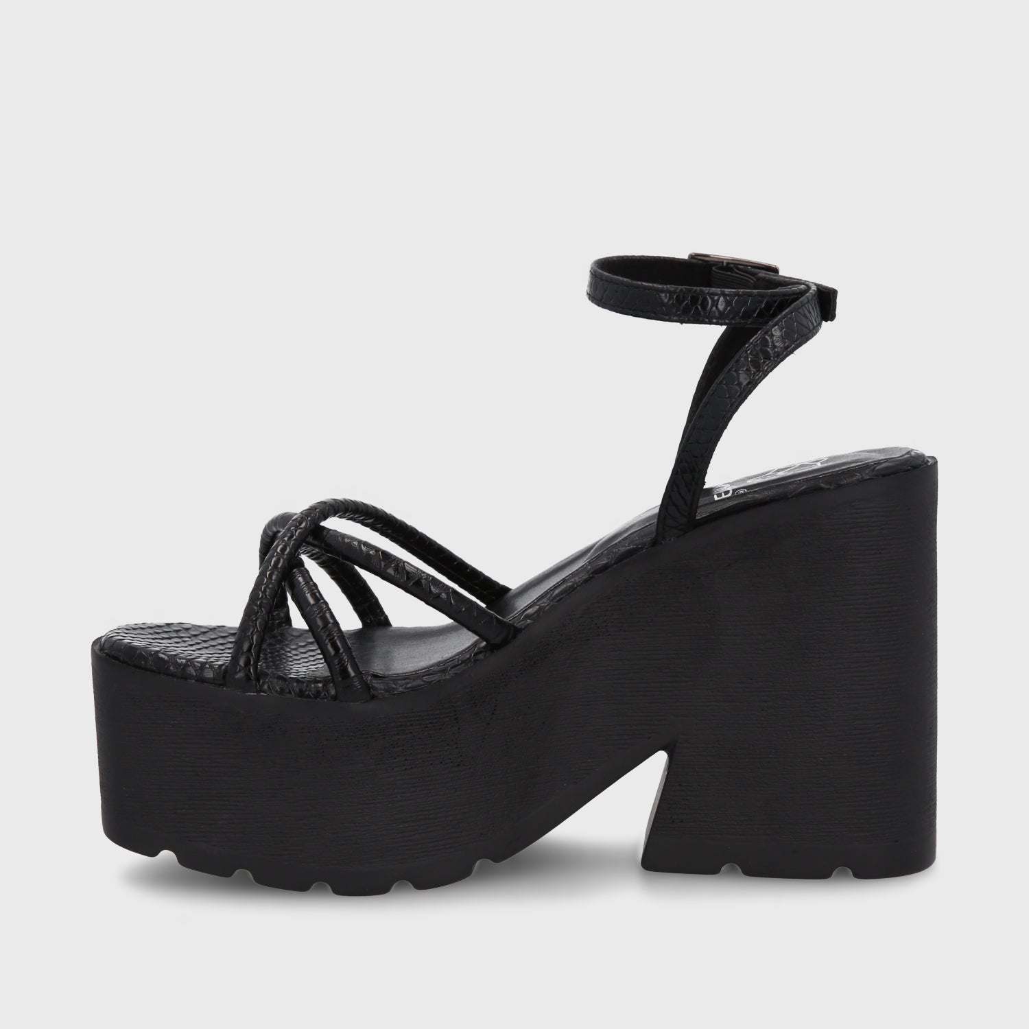 Sandalia Plataforma Negra Mujer 15694