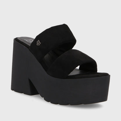 Sandalia Plataforma Negra Mujer 15695
