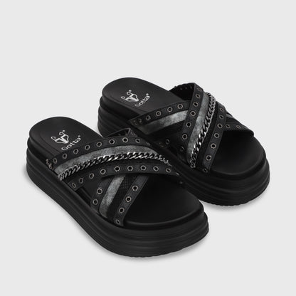 Sandalia Plataforma Negro Mujer 1571B