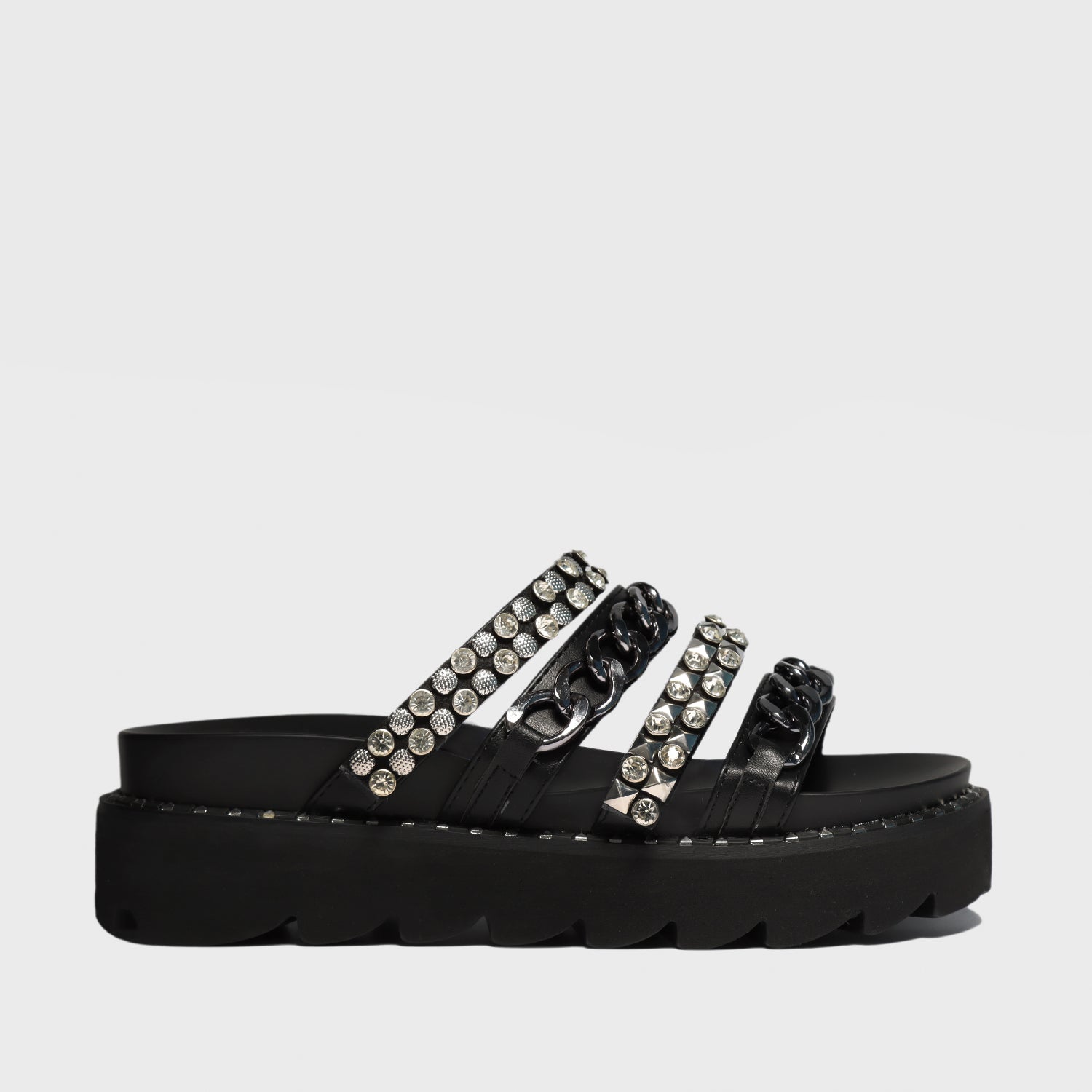 Sandalia Plataforma Negra Mujer 15736